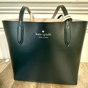 kate spade Black Leather Tote with Gold Logo